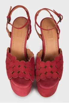 Red suede sandals