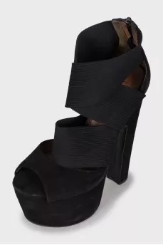 Black high heel sandals