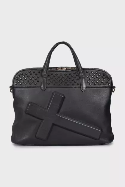 Black briefcase bag with decor