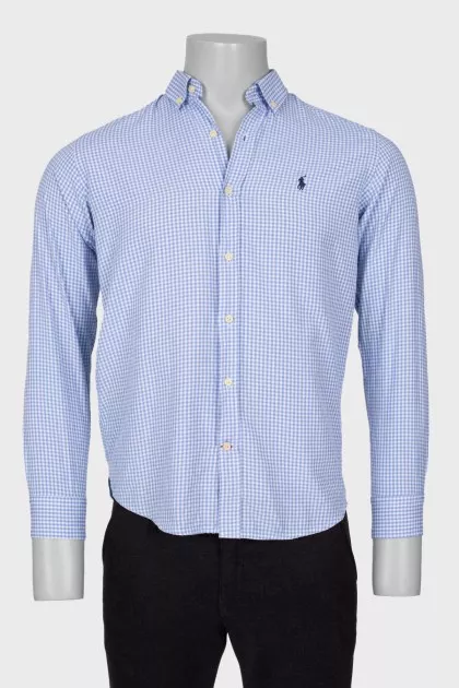 Men's checkered shirt with brand logo