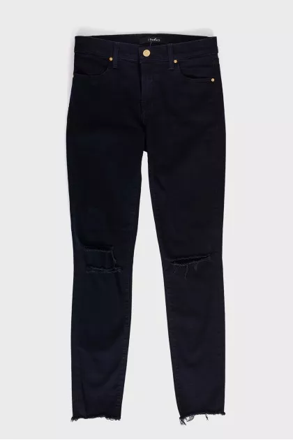 Dark blue ripped effect jeans