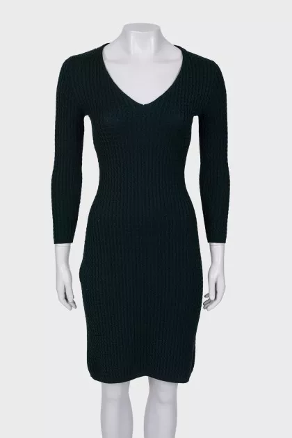 V-neck wool dress