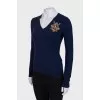 Navy blue sweater with embroidered logo