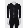 Jacket with metallic rhinestones