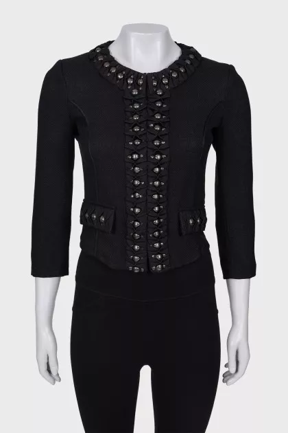 Jacket with metallic rhinestones