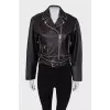 Belted leather jacket