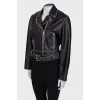 Belted leather jacket