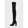 Suede block heel booties 