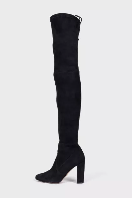 Suede block heel booties 