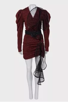 Mini dress with voluminous sleeves
