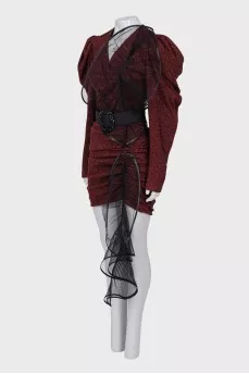 Mini dress with voluminous sleeves