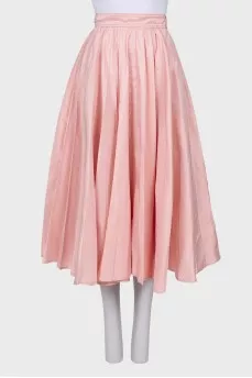 Pink pleated midi skirt