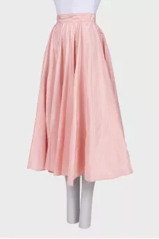 Pink pleated midi skirt