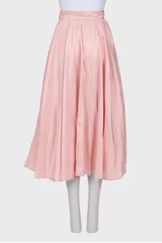 Pink pleated midi skirt