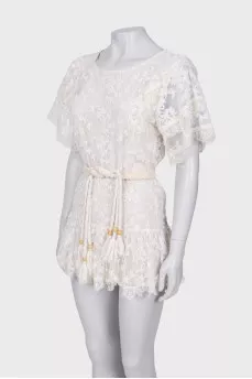 White mini dress with ruffles