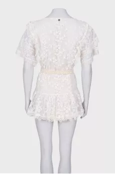 White mini dress with ruffles