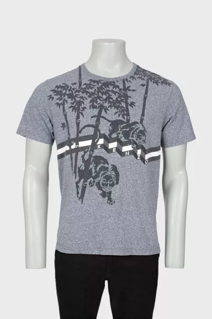 Men's gray t-shirt in print