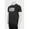 Men's dark green printed T-shirt