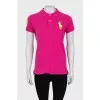 Hot pink t-shirt with embroidered logo