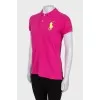 Hot pink t-shirt with embroidered logo