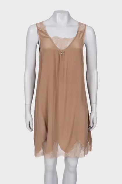 Silk dress with lace