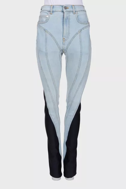 Combination jeans with raised seam