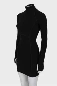 Black dress with raised seams