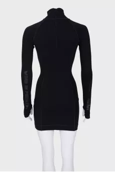 Black dress with raised seams