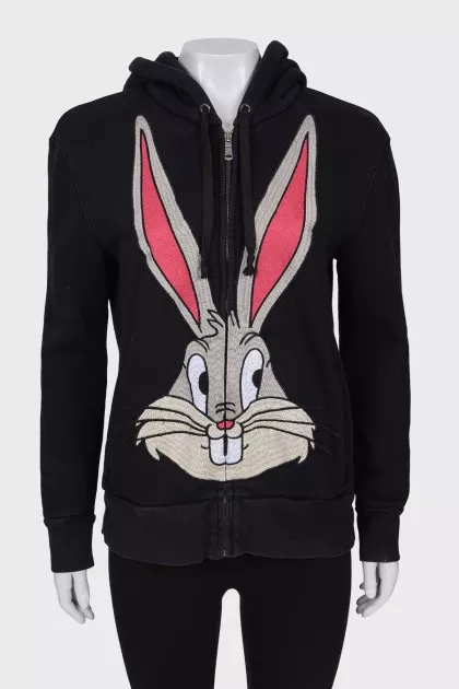 Black sweatshirt with embroidered print