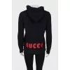 Black sweatshirt with embroidered print