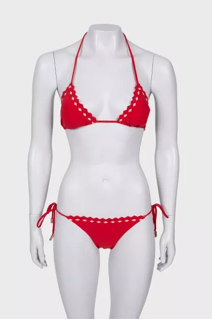 Red swimsuit with tag