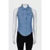 Blue button down top