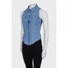 Blue button down top