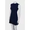 Blue mini dress with frill at the bottom