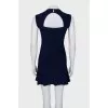 Blue mini dress with frill at the bottom