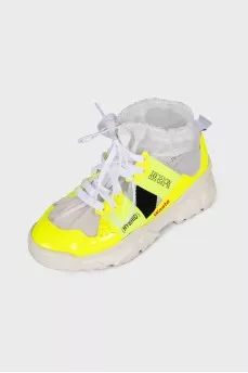 Sneakers with translucent textiles