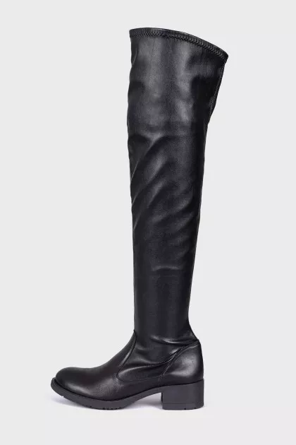 Black leather boots