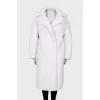 White double-breasted fur coat