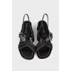 Leather sandals with silver buckle