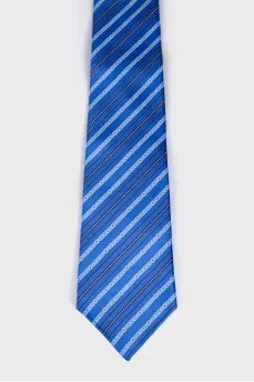 Blue tie with tag print