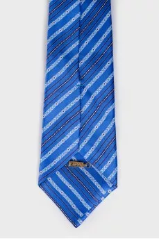 Blue tie with tag print