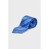 Blue tie with tag print