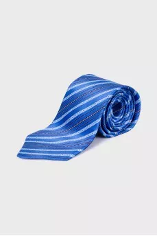 Blue tie with tag print