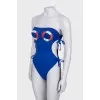 Blue monokini swimsuit with tag
