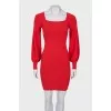Red dress with voluminous sleeves