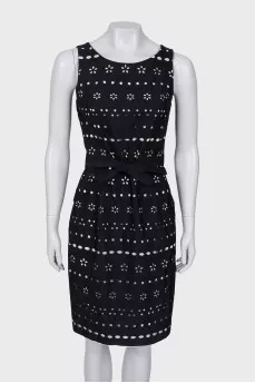 Black and white perforated dress