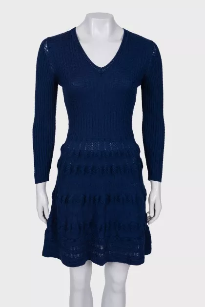 Blue dress with embossed pattern