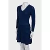 Blue dress with embossed pattern