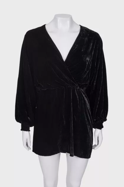 Velour dress with V-neck