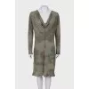 Green dress with embroidered print